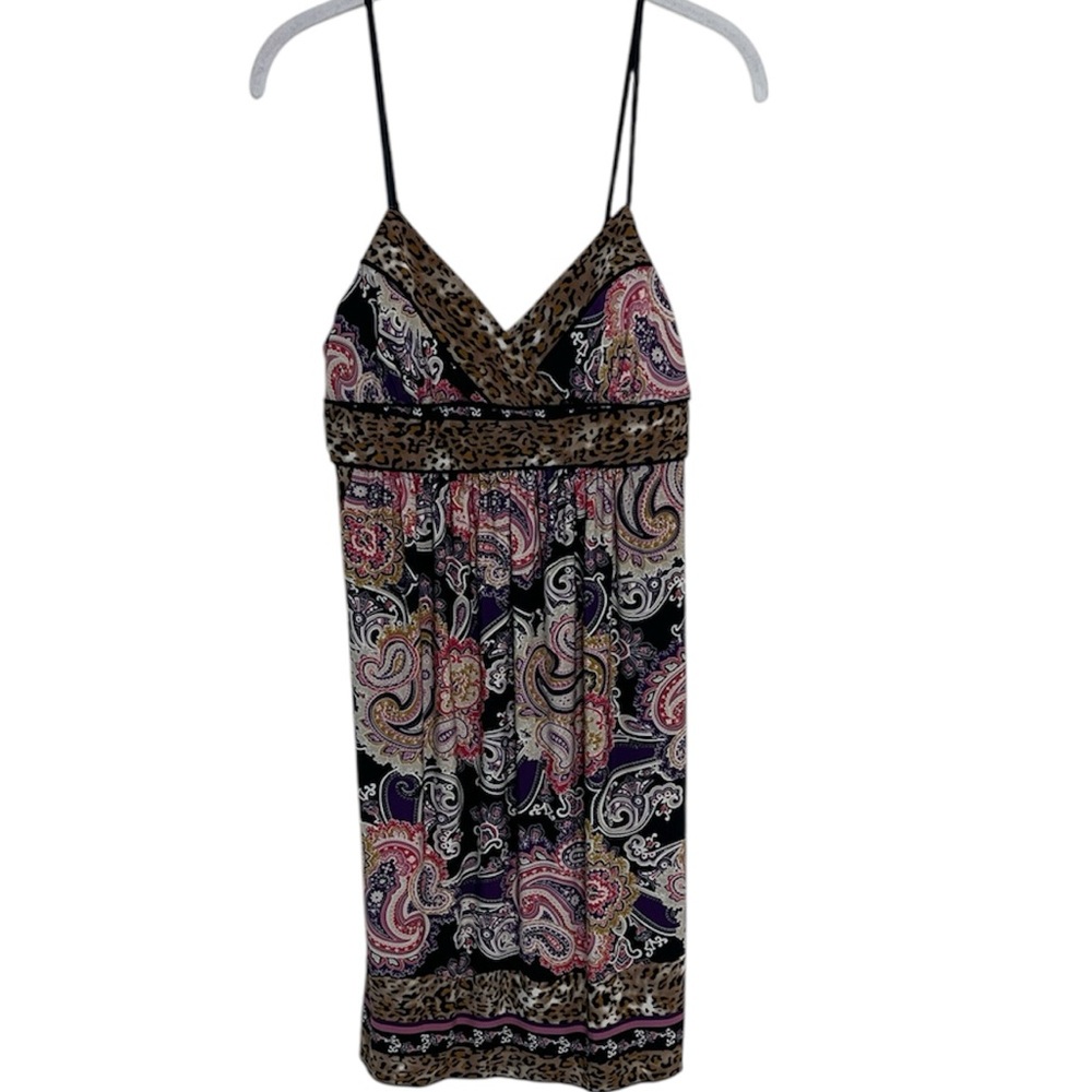 Vintage Ruby Rox Y2K Paisley Animal Print Babydoll Dress Sz M